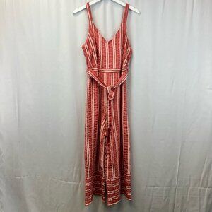 Ettitwa By Anthropologie Womens Jumpsuit Stripe Belted V Neck Sleeveless S